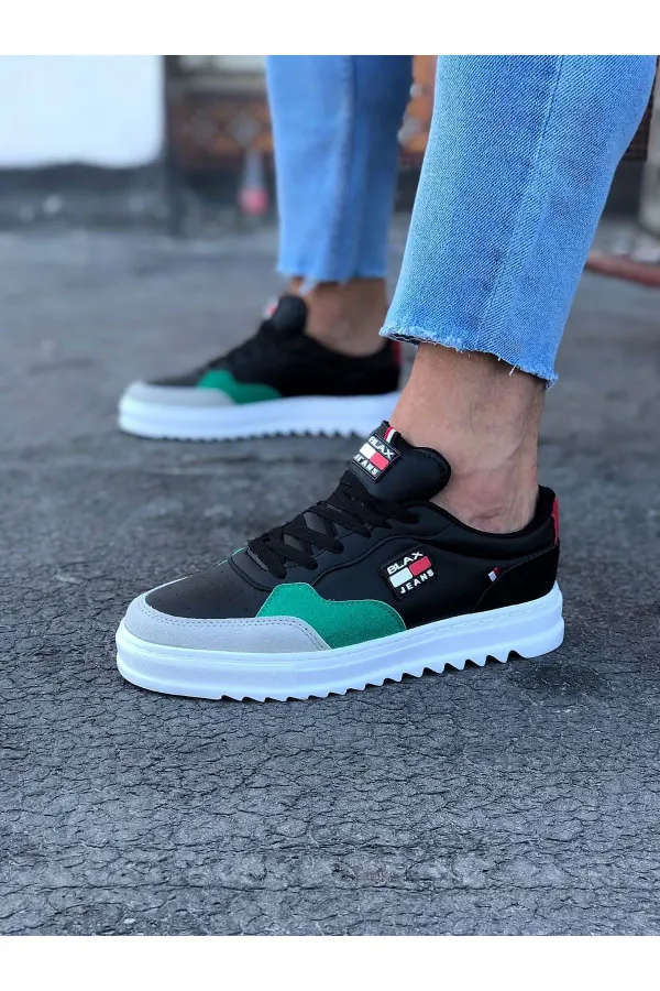 SFTM206 Siyah Yesil Erkek Günlük Ayakkabı - SİYAH-YESİL