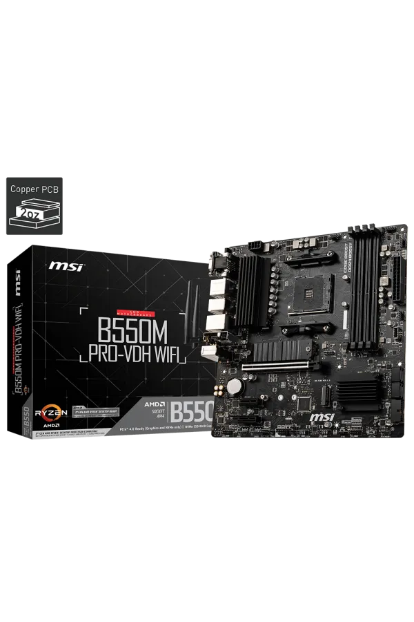 MSI B550M PRO-VDH WIFI DDR4 4400(OC) HDMI MATX AM4