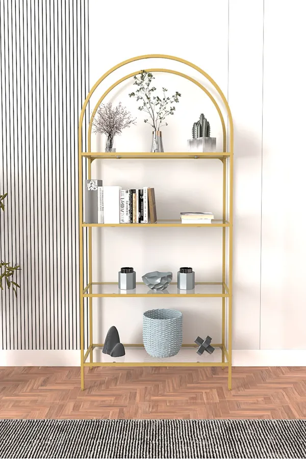 Modern Yassı Kitaplık/Raf - Altın