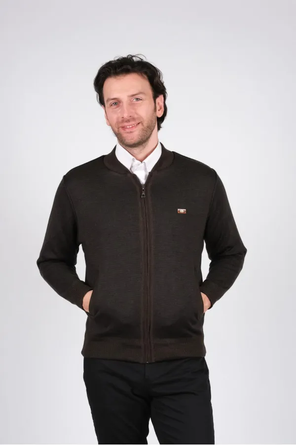 Çizgi Triko Erkek Battal Boy Hakim Yaka Astarlı Triko Mont Fermuarlı Desenli 3XL - 4XL - 5XL - Kahverengi Çizgi Triko Erkek Battal Boy Hakim Yaka Astarlı Triko Mont Fermuarlı Desenli 3XL - 4XL - 5XL - Kahverengi