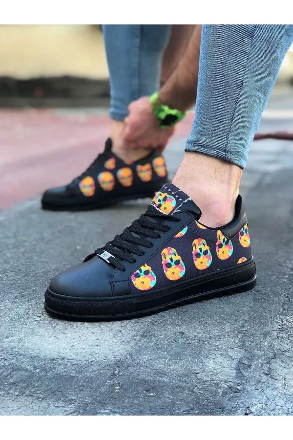 SFTM01 Kömür Kurukafa Baskılı Erkek Casual Ayakkabı - KÖMÜR-KURUKAFA SFTM01 Kömür Kurukafa Baskılı Erkek Casual Ayakkabı - KÖMÜR-KURUKAFA