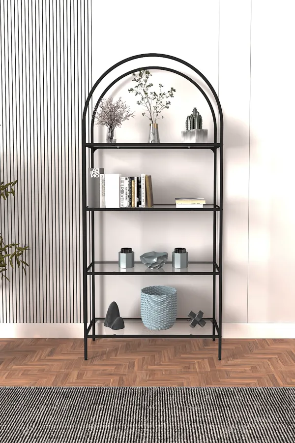 Modern Oval Kitaplık/Raf - Siyah